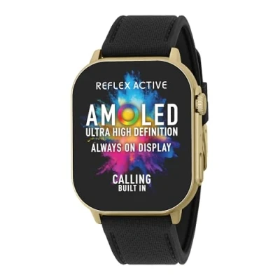 Image de Reflex Active Amoled Series 29 Montre intelligente avec écran tactile de 5,1 cm, moniteur fréquence cardiaque, oxygène dans le sang, étanchéité IP68, suivi fitness, bracelet noir pour iOS + Android