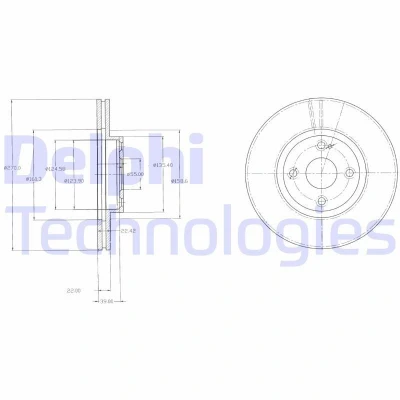 Image de DELPHI BG3966 Disque de frein 270 22 4 ventilé huilé non traité sans roulement roue, bague ABS MAZDA: MX 5 2