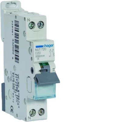 Image de HAGER MJT720 Disjoncteur 20A 1P+N Courbe C PdC 6kA