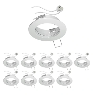 Image de ledscom.de 10 cadres d&#039;encastrement au plafond FERE, rond, blanc brillant (LED/Halogène/MR16/50mm) incl. douille GU5.3