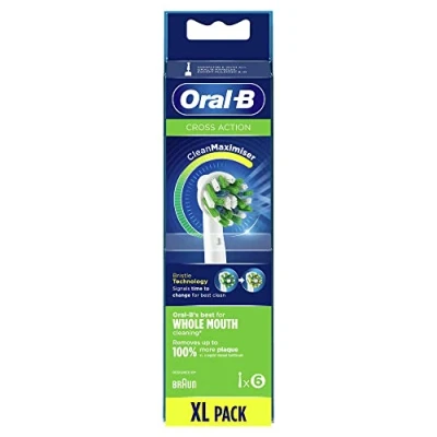 Image de Oral B CrossAction Brossettes de Rechange (Pack 6) Avec Technologie CleanMaximiser, Clean Maximiser pour Brosse à Dents Électrique Jusqu’à 100 % d’élimination la Plaque Dentaire