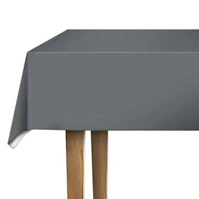 Image de d c fix nappe de table toile cirée en plastique sans PVC Acier Gris anti tache linge enduite pour intérieur et extérieur 140 cm x 180 rectangulaire