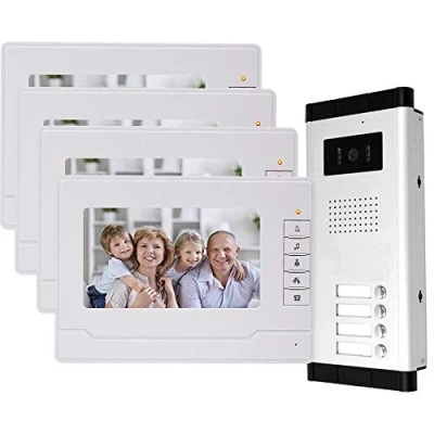 Image de OBO HANDS uoweky Interphone Vidéo Filaire 7 TFT LCD avec 4 Moniteurs Intérieurs + Caméra de Vision Nocturne IR 700TVL Haute Résolution pour Plusieurs Appartements/Familles