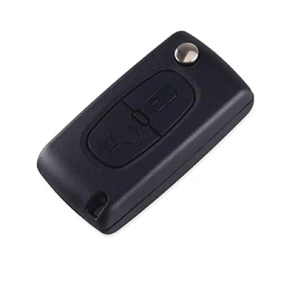 Image de SALPIE Coque de clé, porte clés, compatible avec Citroën C2, C3, C4, C5, Picasso, 2 touches, Peugeot 107, 206, 207, 307, 308, 406, 407, télécommande (sans compartiment batterie, coque)