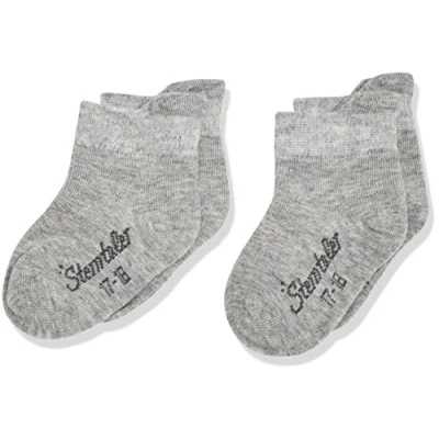 Image de Sterntaler Calzini Sneaker DP Uni Chaussettes, Gris (Silber Mélange 542), 17 18 EU(Lot de 2) Mixte bébé