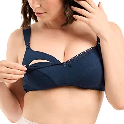 Image de Sans Complexe, Soutien Gorge de Maternité, pour Femmes, Modèle New Calin, Bleu Marine, 100D