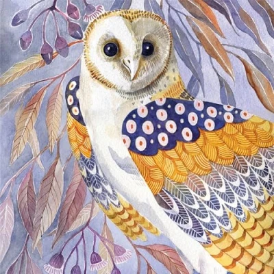 Image de Lot de 20 serviettes en papier avec motif chouette plumes abstraites Convient également pour le découpage et la technique des 33 x cm