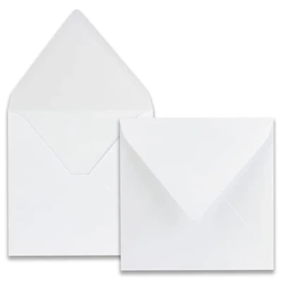 Image de Lot de 100 enveloppes carrées, couleur : blanc, format 16,5 x cm, grammage 120 g/m², fermeture humide avec rabat pointu