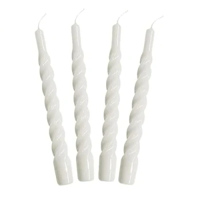 Image de Marco Paul Lot de 4 bougies torsadées blanches à combustion longue durée pour église, décoration Noël, éclairage bougie, durée, mariage, événement, salle manger, fête