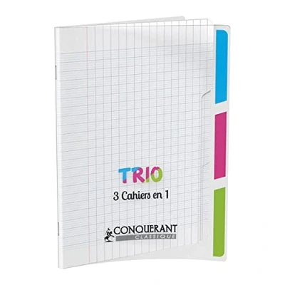 Image de CONQUERANT CLASSIQUE Cahier polypro Trio&quot;3 en 1&quot; 170 x 220 mm 96 pages seyès 90g