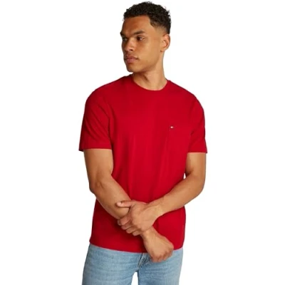 Image de Tommy Hilfiger Essential Solid Pocket TEE Tshirt basique, Homme, Taille: Large, Medium red