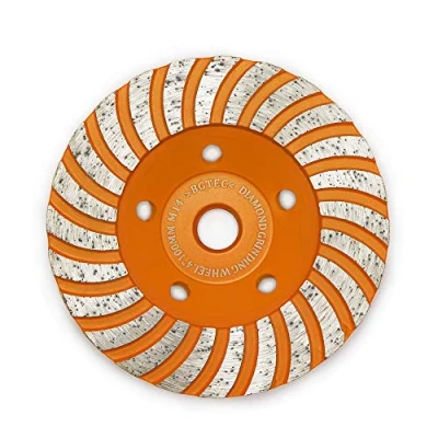 Image de Disque de meulage surface coupe diamant, BGTEC 1 pièce diamant pour béton Turbo Row 100 mm avec filetage M14 meuleuse d&#039;ange, polissage et nettoyage