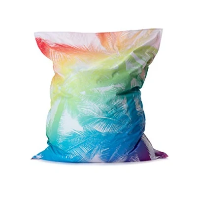 Image de Lumaland Pouf géant de Luxe intérieur et extérieur XXL avec Housse Lavable 140cm x 180cm Grand Coussin d&#039;assise Sac Rechargeable incluant 380 litres Billes EPS [Tropical]