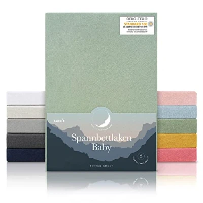 Image de Laleni Draps Housses 55x90 cm en Jersey Drap Housse Bebe certifié Oeko TEX cododo 100% Coton lit Parapluie pour Matelas Vert