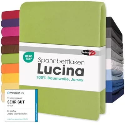 Image de CelinaTex Lucina Drap Housse Coton 2er Set 140x200 160x200 cm Vert