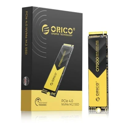 Image de ORICO M2 SSD 1To, NVMe M.2 avec Dissipateur Thermique, PCIe 4.0 x 4, jusqu&#039;à 7000MB/s, SLC Cache 3D NAND, Interne 2280 pour PS5, PC de Bureau et Ordinateurs Portables O7000