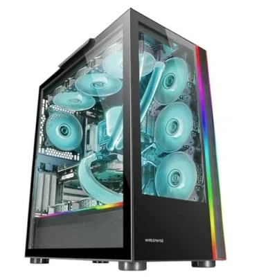 Image de Mars Gaming MC ULTRA Noir, Tour Custom XXL E ATX, Double Bande LED ARGB, Fenêtre Verre Trempé, Structure Caméra Verticale