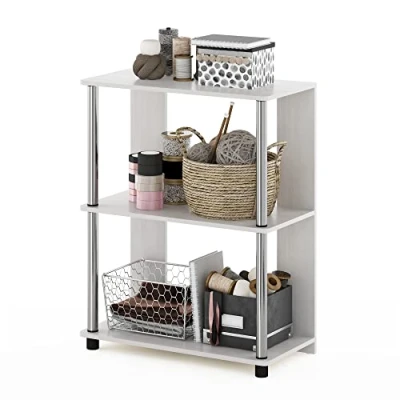Image de Furinno Jaya Bibliothèque au Design Simple, Bois d&#039;ingénierie, Chêne Blanc, 60(W) x 29,5(D) 75,7(H) cm