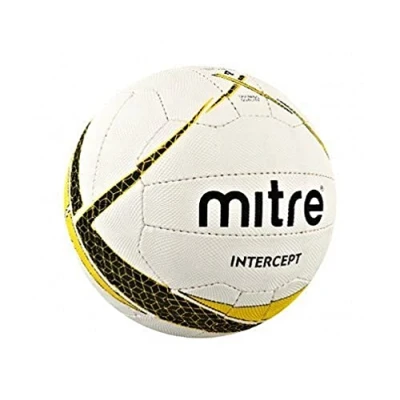 Image de Mitre Intercept Ballon de Netball d’entraînement Mixte Adulte, Blanc/Noir/Jaune, Taille 4