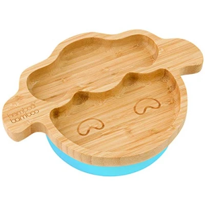 Image de Ventouse en bambou pour bébés nourrissons, non toxique, naturel qui reste frais au toucher le sevrage du bébé. (Agneau Jaune)