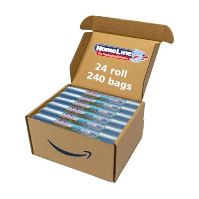 Image de HOME LINE 240 Sacs poubelle 110 litres 70 x cm avec attaches, anti goutte et ultra résistants pour collecte différenciée Couleur bleue