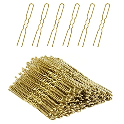 Image de 50 pièces Épingles Chignon Or, Epingles à Cheveux En Forme de u Kit 6cm Pinces Pince Maintien Sécurisé pour Femmes Filles et Salon Coiffure(Or)