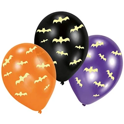 Image de Amscan Père Noël 9907472 Lot de 6 Ballons en Latex phosphorescents Motif Chauve Souris, Multicolore, Taille Unique