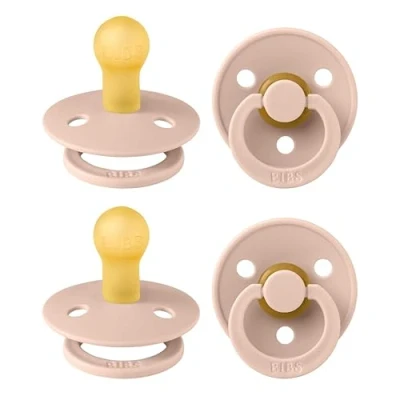 Image de Tétine BIBS Colour. Lot de 4 sucettes. Sans bisphénol A, Téterelle ronde. Latex caoutchouc naturel, Fabriqué au Danemark, Taille 1 (0 6 mois), Blush