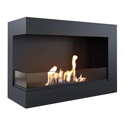 Image de KRATKI Delta Cheminée d&#039;angle 900 x 280 mm Murale avec vitrage de 4 Idéal pour Les intérieurs Ouverts et Modernes Certifié TÜV Rhénanie Ouverture vers la Gauche