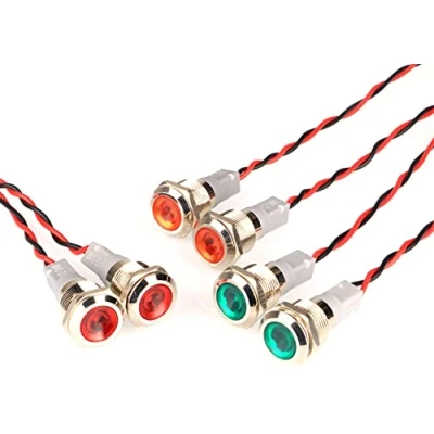 Image de GUUZI 6pcs 220V 230V 12mm LED Panneau Pilote Dash Avertissement Voyant Lampe Ampoules Directionnelles (Rouge/Jaune/Vert)