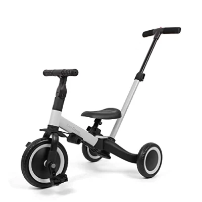 Image de Leogreen 4 en 1 Tricycle Vélo Enfant, D&#039;équilibre, Draisienne, avec Barre de poussée, pour garçons Filles à 3 Ans, Charge 25 kg, Gris