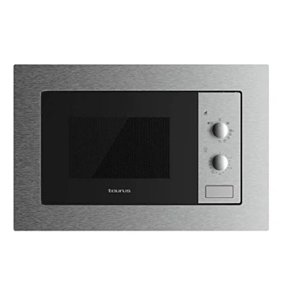 Image de Taurus MO20IXM Micro ondes encastrable 20 l Capacité 800 W grill 1000 5 niveaux Puissance 3 combinaisons + cuisson Fonction décongélation Minuterie jusqu&#039;à 35 min Installation facile Inox