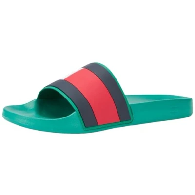 Image de Tommy Hilfiger Homme Claquettes Rubber TH Flag Pool Slide Sandales de Bain, Vert (Olympic Green), 40