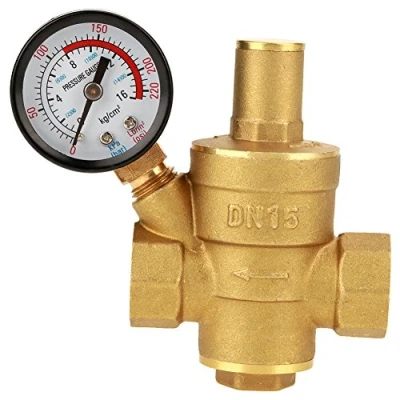Image de Réducteur de pression, DN15 pression d&#039;eau en laiton 1/2&quot;, filetage réglable valve contrôle l&#039;eau avec jauge métrique Autres composants traitement la source d&#039;air