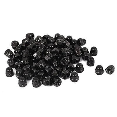Image de sourcing map 100Pcs Écrou Borgne Noir M6 Hexagonal Dôme Clous Carbure Acier Décoratif pour Vis Boulon