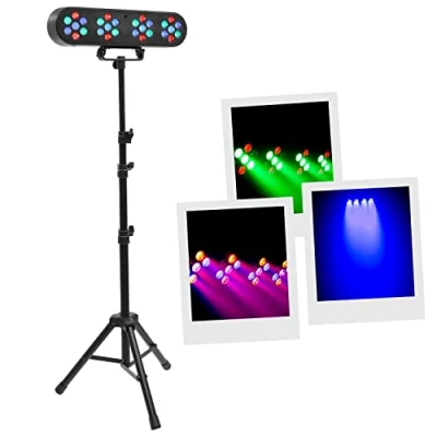 Image de BoomTone DJ D Tiene Jeu de lumières multicolore Disco Club DJ, 28 LED RGB 1W, Dimmer, Kit complet avec support. Réglable en hauteur. Programmes automatiques, détection sonore, télécommande fournie.