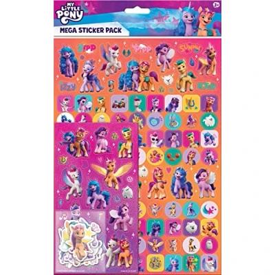 Image de My Little Pony Mega Lot d&#039;autocollants Produit sous licence officielle Trois types (environ 381 cm au total) Réutilisable sur des surfaces non poreuses Idéal pour les filles à