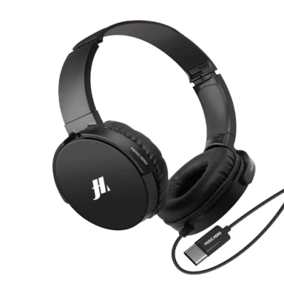 Image de Music Hero Casque Filaire USB C, Longueur 1.2m, Oreillettes rotatives, Microphone intégré, Bouton réponse/Fin d&#039;appel, Bandeau réglable, Noir