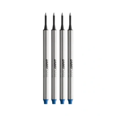 Image de Lamy M66 821 Lot de 4 recharges pour stylo roller sans capuchon en métal couleur bleue Largeur trait large