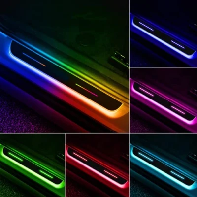 Image de 4PCS lumineuses à LED pour plaque de seuil porte voiture, éclairage courtoisie sans fil, d&#039;ambiance intérieur, bande feux position latéraux et (4PCS)