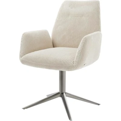 Image de chaise pivotante Zoa Flex côtelé beige pied de 4 branches grafiete pivotement sur 360 fonction bascule ressorts ensachés