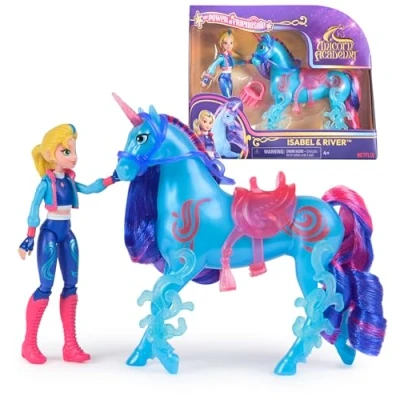 Image de Unicorn Academy L&#039;Ecole des Licornes Licorne River + Poupée Isabel Licorne, Et Accessoires À Collectionner Jouets Inspirés De La Série Jouet Enfant 4 Ans
