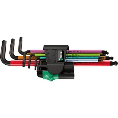 Image de Wera 05022534001 950 SPKL/7B SM Multicolore Jeu magnétique de clés mâles coudées, system. métrique, BlackLaser, 7 pièces,