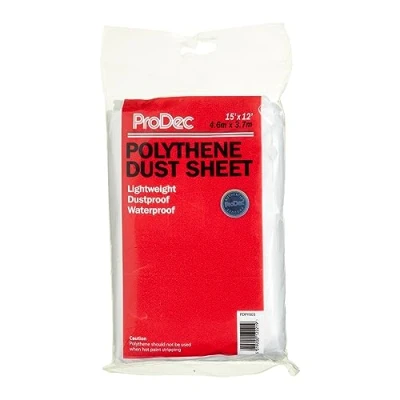 Image de ProDec Film de protection léger 4,6 m x 3,6 anti poussière et imperméable pour couvrir protéger les sols le mobilier des éclaboussures projections pendant travaux peinture