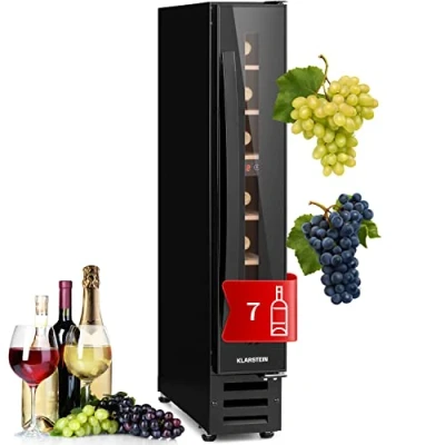 Image de KLARSTEIN 20L Cave a Vin Encastrable de Vieillissement avec une Porte en Verre, Vins à Zone Unique, Bar Intérieur/Extérieur, Frigo Vin, Mini 7 Bouteilles
