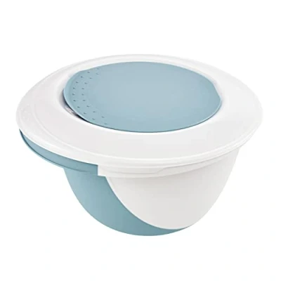 Image de keeeper Set de Saladiers 4 en 1, Avec Protection anti éclaboussures et Spatule, Antidérapant, Camilla, Ø 27 x 15 cm + 18 14 cm, 1,5 3,5 L, Nordic Blue