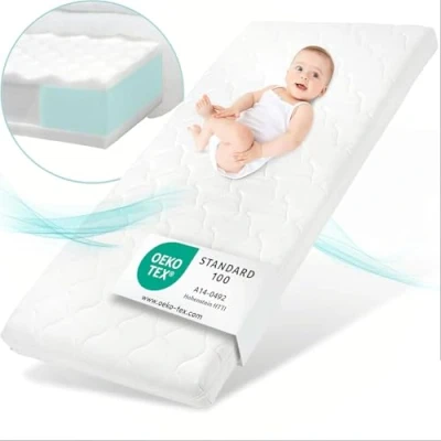 Image de sun garden Matelas bébé Enfant 70x140 cm avec Bord Stable Certifié Oeko TEX 100 pour lit ou Parapluie Housse Lavable jusqu&#039;à 60C