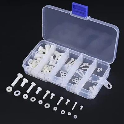 Image de 150pcs Coffrets Boulons et Ecrous d&#039;Assortiment Vis Jeu de Rondelles d&#039;écrous à Visser M2 M2.5 M3 M4 M5 en Nylon Écrous Hexagonaux kit Fixation