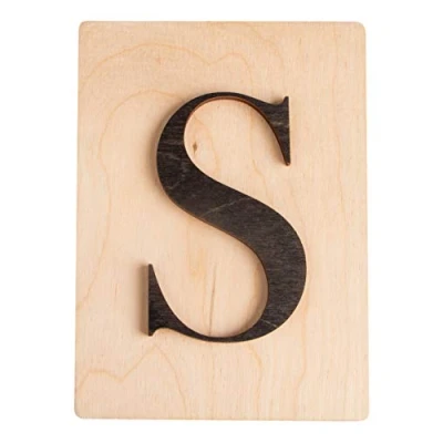 Image de Rayher 63110576 Tuile en bois Lettre S, 1 pce., FSC Mixed Credit, noir, 10,5 x 14,8 cm, épaisseur 4 mm, effet 3D, décoration d’intérieur, arts créatifs