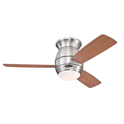 Image de 72181 Ventilateur de plafond d’intérieur en nickel brossé 122 cm Halley, kit d‘éclairage avec verre opale dépoli